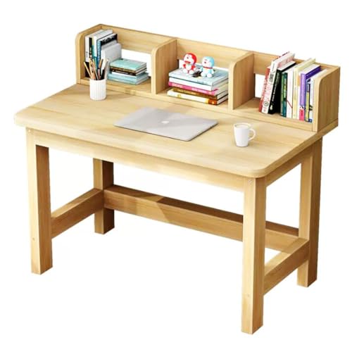 JHAISMAO Schreiben Computer Schreibtisch Massivholz Home Office Tisch Mit Schreibtisch Regal Modern Möbel Einfaches Arbeitszimmer Schminke Arbeitsplatz(Size:80x50x75cm)