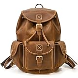 Luufan Unisex Leder Backpack Casual Rucksack Schultasche (Reddish Brown)