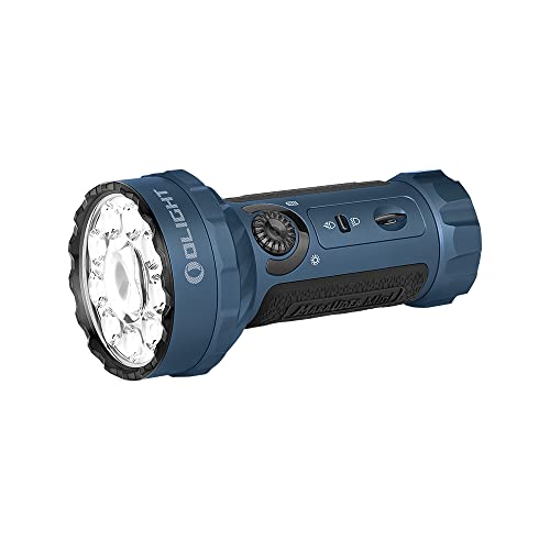 OLIGHT Marauder Mini LED Taschenlampe Super Hell 7000 Lumen 600 Meter Wiederaufladbare Taschenlampe mit Strahler und Flutlicht, 3 Arten farbiger LEDs mit Abstandssensor für Outdoor (Mitternachtblau)