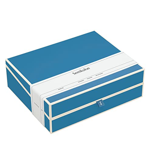 Semikolon (364102) Dokumentenbox azzurro (hellblau) - Aufbewahrungs-Box für Dokumente im A4 Format - geräumige Box im Format 31,5 × 26 × 10 cm