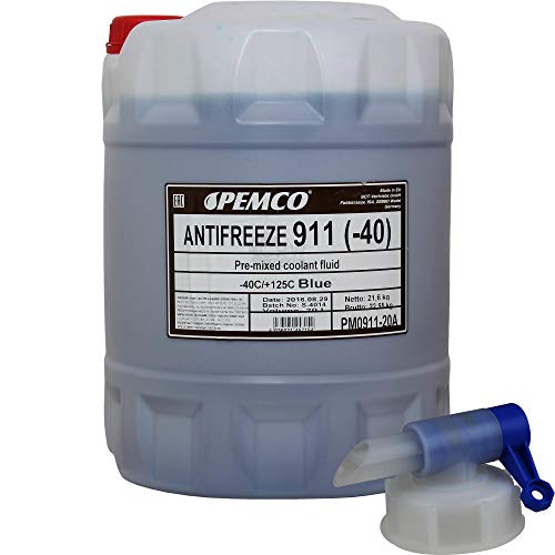 20 Liter PEMCO Antifreeze 911 Kühlerfrostschutz blau Fertiggemisch + Auslaufhahn Typ G11