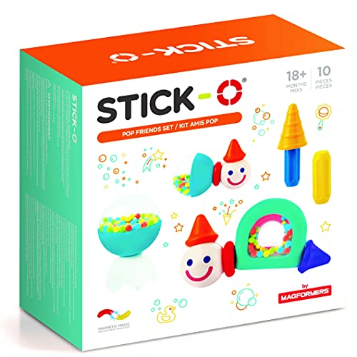 Stick-O POP Friends Magnetische BAU- und Stapelsteine mit Rasselstücken