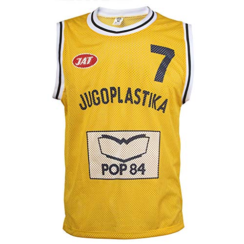 Croatian Toni Kukoc KK Split Jugoplastika Pop 84 Retro Basketball Play 7 Trikot Gr. S, gelb