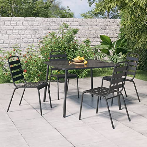 CKioict Outdoor Tisch Terrassentisch Stehtisch Outdoor Gartentisch Anthrazit 100x100x71 cm StahlFür Gärten, Rasenflächen, Balkone