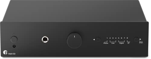 Pro-Ject MaiA S3, Kompakter und vielseitiger audiophiler Vollverstärker, aptX™ HD Bluetooth 5.0, Phono, Line, Digital, Kopfhörer Ausgang, Schwarz