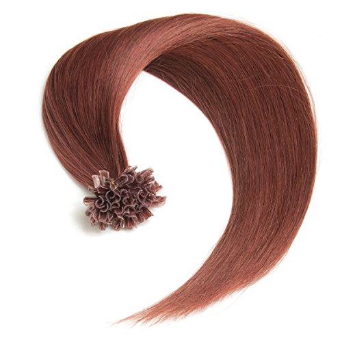Kastanien-Farbige Keratin Bonding Extensions aus 100% Remy Echthaar/Human Hair 150 0,5g 50cm Glatte Strähnen - U-Tip als Haarverlängerung und Haarverdichtung - Farbe: #33 Kastanie