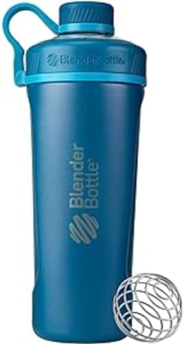 BlenderBottle Radian Edelstahl Trinkflasche, Thermoflasche mit BlenderBall, geeignet als Wasserflasche, Protein Shaker und Fitness Shaker, BPA frei, Doppelwandig, Vakuum isoliert - Ocean Blue