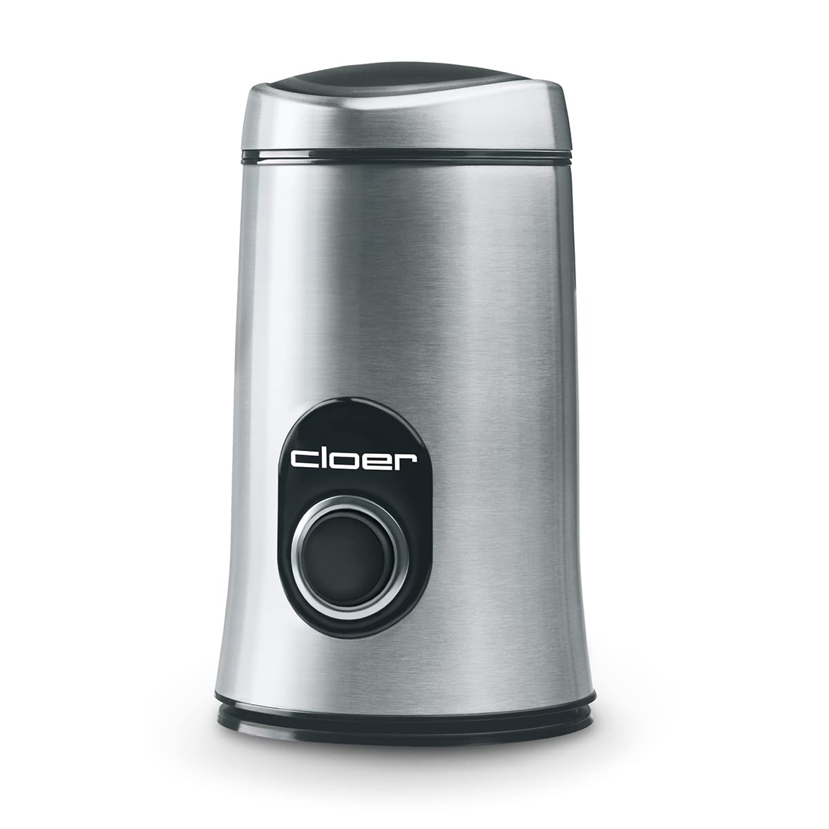 Cloer 7579 Elektrische Kaffeemühle, 150 W, für bis zu 50 g Kaffeebohnen, mattiertes Edelstahlgehäuse