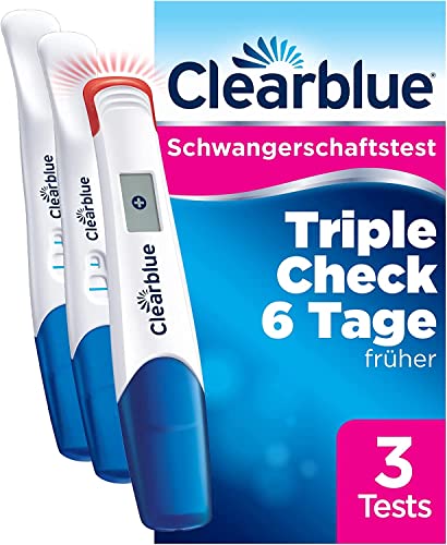 Clearblue Schwangerschaftstest Triple Check Ultra Frühtest 3er testet 6 Tage früher. Kein Test kann früher testen. Kit mit 3 Tests