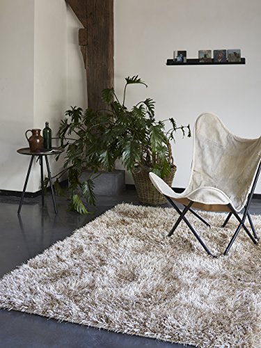 Esprit Home, Moderner Hochflor Teppich - Läufer aus Polyester für Wohnzimmer, Flur, Schlafzimmer, Cool Glamour (70 x 140 cm, Gold)