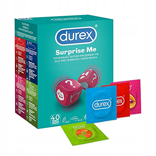Durex Surprise Me Kondome â€“ Aufregende Vielfalt, praktisch & diskret verpackt - für sicheren Sex & extra Stimulation â€“ 40er GroÃŸpackung