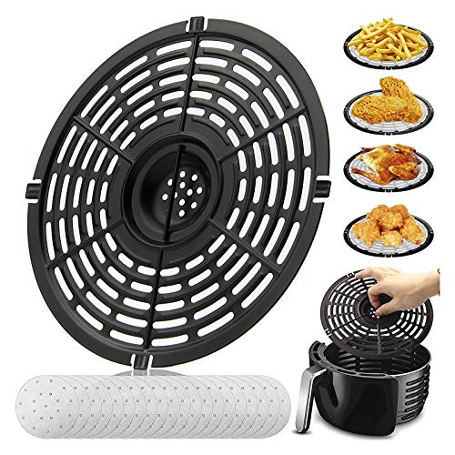 Air Fryer Ersatz-Grillpfanne, passend für Power Gowise Air Friteusen, Durchmesser 15,5 cm, 19,1 cm, Crisper Pan, Air Fryer Zubehör, spülmaschinenfest (Geschenk: 100 Luftfritteusen-Filterpapier)