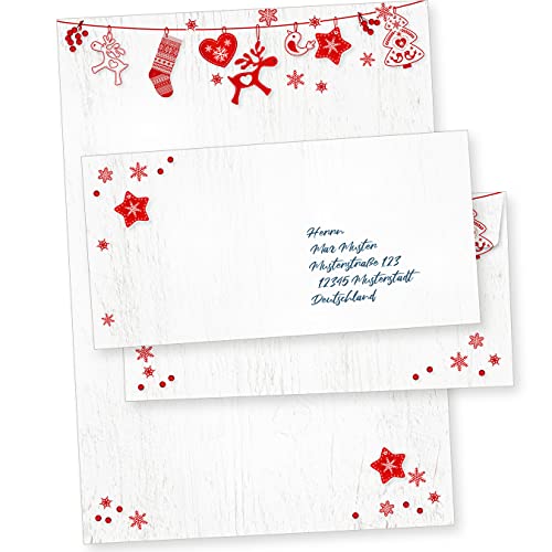 Julfest 500 Sets Weihnachtsbriefpapier mit Umschlag ohne Fenster Weihnachtspapier A4 Briefpapier Weihnachten nordisch schwedisch
