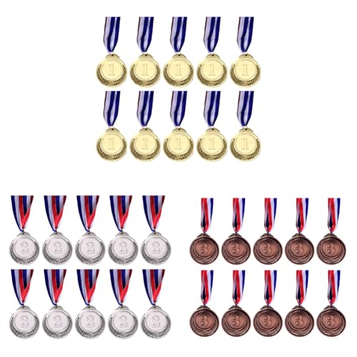 ARVALOLET 10er Set Medaillen in Gold, Silber und Bronze, Zinklegierung, 5,1 cm, mit Halsband for Sport & Wettbewerbe