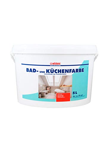 Bad & Küchenfarbe weiss 5 Liter matt Innenfarbe Badfarbe Dispersionsfarbe Renovierung Wilckens ca. 30 m² Feuchtraum Innenputz