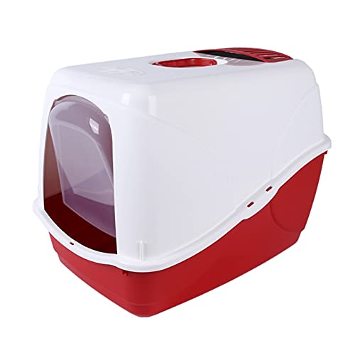 DDSP Spritzwassergeschütztes, geschlossenes Katzentoilette, Trainingsset, Kunststoff, abnehmbar, für die Reinigung von Kaninchen, Toilette (Farbe: Rot)
