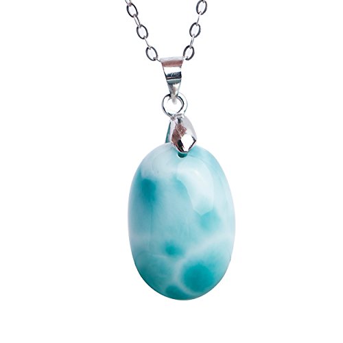 DSXJEZNJ natural stone pendant Echter Schmuck Anhänger Natürliche Larimar Perlen Kristall Halskette Frauen