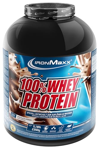 IronMaxx 100% Whey Protein, Proteinpulver für Eiweißshake, Eiweißpulver auf Wasserbasis mit Chocolate & Cookies Geschmack, 2,35 kg
