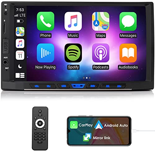 iFreGo Autoradio mit Auto Play und Android Auto,Radio mit Bluetooth 7 Zoll Touchscreen,FM Radio Autoradio Lenkradsteuerung Unterstützung Mirror Link USB/Aux In,Rückfahrkamera,7 Farbe Beleuchtung