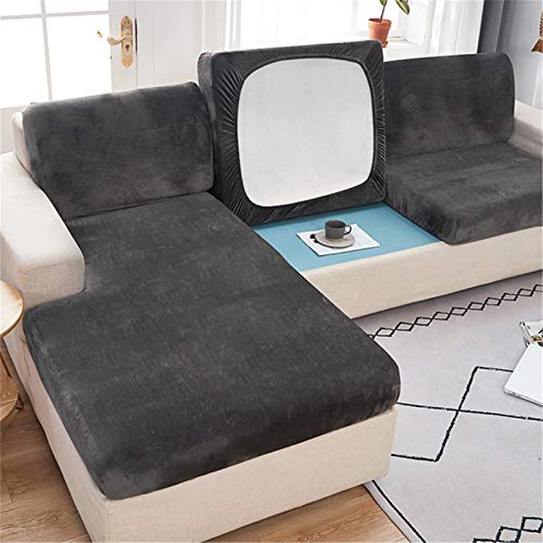 RAILONCH Sofa Sitzkissenbezug, Stretch Sitzkissenschutz, Elastischer Kissenbezüge,Husse Überzug Bezug Für Sofa Sitzkissen,Couch (Dunkelgrau,3 Sitzer)