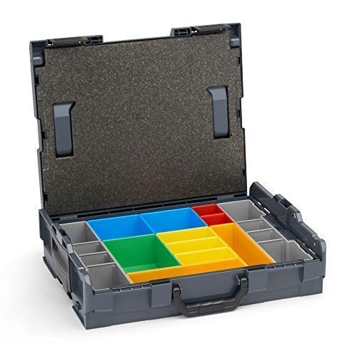 Bosch Sortimo Werkzeugkoffer-Set • L-Boxx 102 anthrazit • bestückt mit Ordnungssystem Insetboxen-Set H3