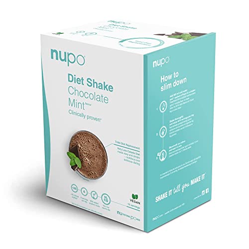 NUPO Diet Shake Chocolate Mint – Premium Diät-Shake zum Abnehmen I Kompletter Mahlzeitersatz zum Abnehmen I 10 Portionen I Vegan, glutenfrei, GMO frei