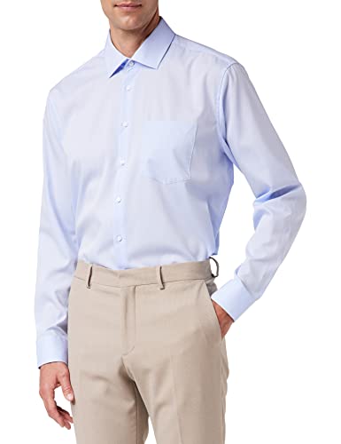 Seidensticker Herren Business Hemd Modern Fit Langarm, Blue(Light Blue), 45