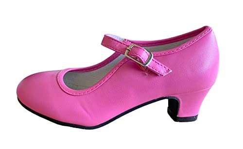 La Senorita Spanische Flamenco Schuhe Prinzessinnen Brautjungfer Kommunion Festliche Schuhe Dunkel Rosa für Mädchen