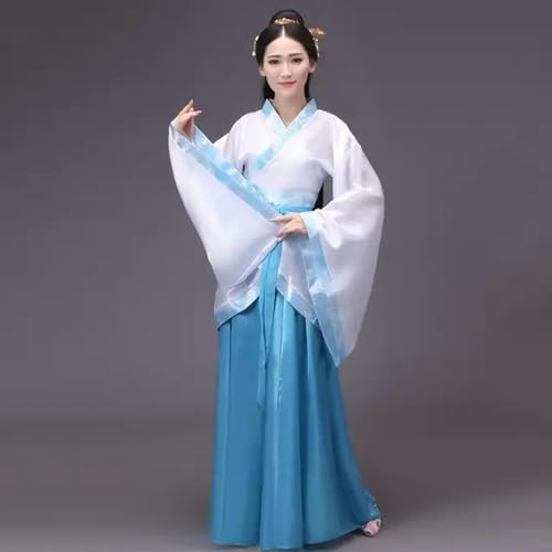 AJOHBM Chinesisches Seidenmantel-Kostüm für Damen, Kimono, traditionelles Vintage-Stil, ethnisch, antikes Kleid, Tanzkostüm, Cosplay, Hanfu-Set