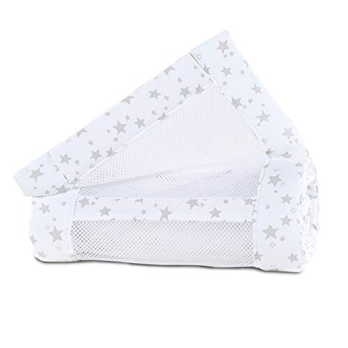 babybay Nestchen Mesh-Piqué passend für Modell Maxi, Boxspring und Comfort, weiß Sterne perlgrau