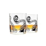 Greenline Goods Whiskygläser - 10 Unzen Becher Geschenkset - Kraken Whiskygläser (2er-Set) | Rocks Glass Octopus Decor | Old Fashioned Rocks Brille