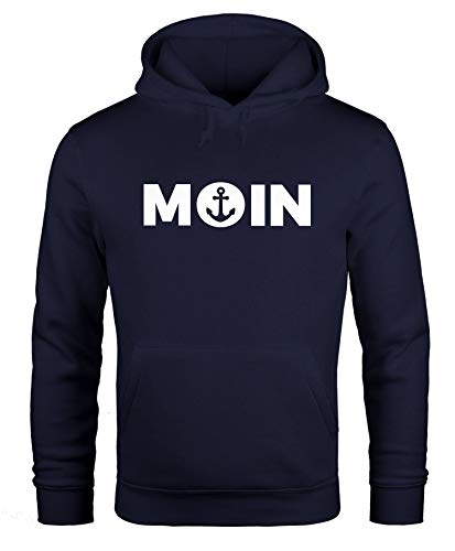MoonWorks Hoodie Herren Moin Herz mit Anker Kapuzen-Pullover Navy 3XL