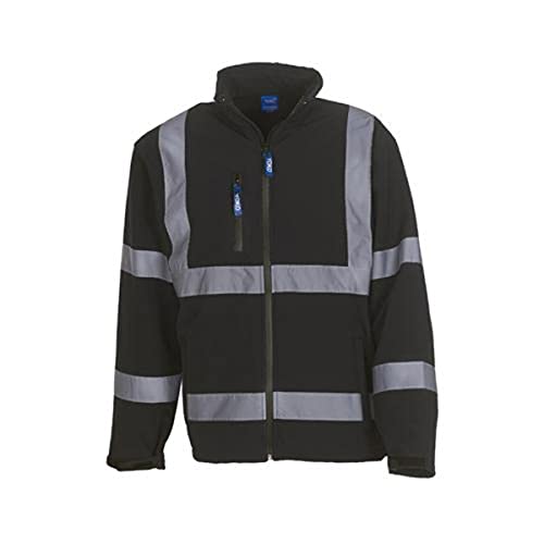 Yoko Damen Herren Sicherheitskleidung Hi Vis 2 Bands & Braces Softshell Jacket Schwarz Black L