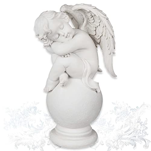mtb more energy Deko Engelchen ''Angel Falling Asleep'' - Engel Schutzengel Engelsfigur Cherubinchen - Höhe 24 cm - Dekoration Figur Babyengel