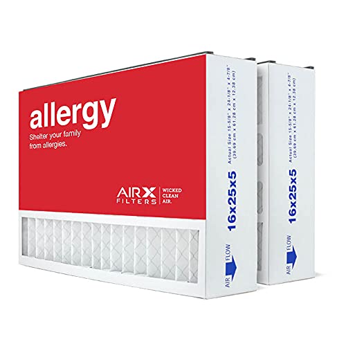 AIRx Filters Allergy 16x25x5 Luftfilter MERV 11 Ersatz für Air Bear Trion 229990-105 255649-105 259112-105 455602-119 passend für Media Air Cleaner Cabinet 455602-625 455602-627 Luftbär, 2er-Pack