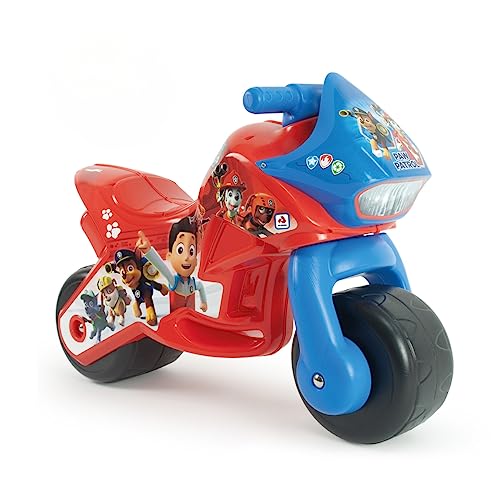 INJUSA - Moto Laufrad Twin Dessert Paw Patrol, Ride-On für Kinder ab 18 Monaten, mit dauerhafter Dekoration, Breiten Kunststoffrädern und elterlichem Tragegriff, Farbe Rot