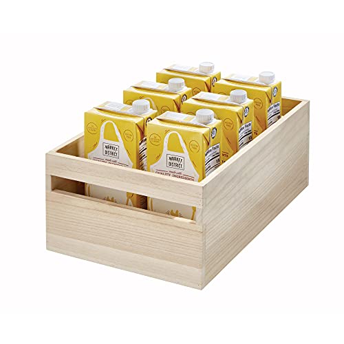 iDesign Aufbewahrungsbox mit Griffen, Küchenschrank Organizer aus Paulownia-Holz für Regal oder Vorratsschrank, vielseitige Kiste zur Aufbewahrung, beige