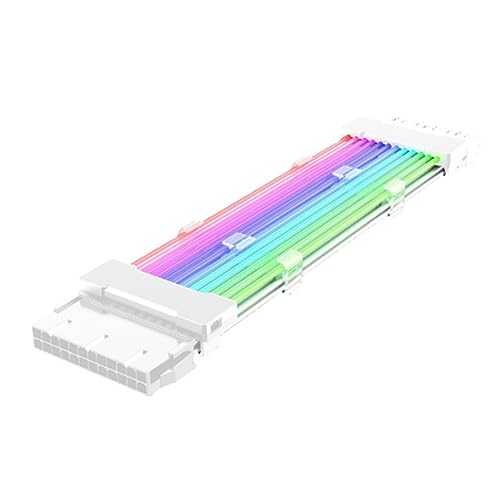 Suanzua PC-Gehäuse Netzteil-Verlängerung ARGB-Kabel ATX 24PIN PCI-E GPU Neon Color Line ARGB Streamer Übertragung Grafikkarte Stromkabel Langlebig Einfache Installation