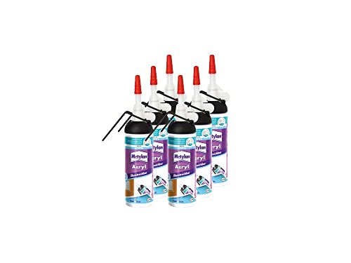 Metylan Struktur Acryl Wand und Decke, dehnfäige Dichtmasse für Anschlussfugen, mit easy pulse System für direkten Gebrauch ohne Katuschen Pistole, altweiss, 6x100ml