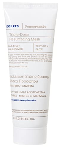 KORRES Pomegranate Regenerierende Maske für das Gesicht, porenverfeinernde Peelingmaske für ölige Haut, mit AHAS & BHA, vegan, 75 ml