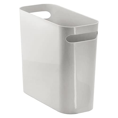 mDesign Wastebasket Trash Can for Bathroom, Office, Kitchen, 25 cm - Light Gray