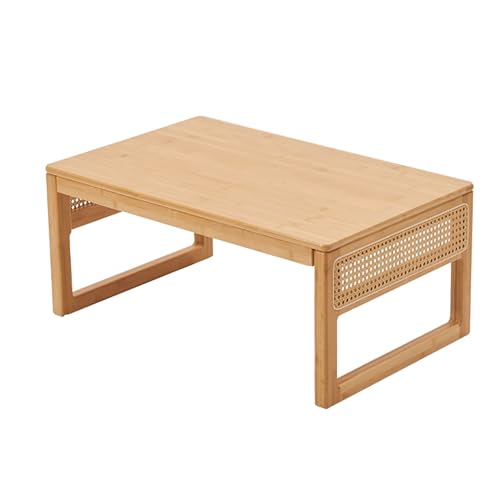 GJ Couchtisch, niedriger Bambustisch im japanischen Stil, Tami-Tisch, Wohnzimmer-Balkontisch, Kleiner Esstisch/Bodentisch/Arbeitszimmer-Schreibtisch (Color : A, Size : 80X50X35CM)
