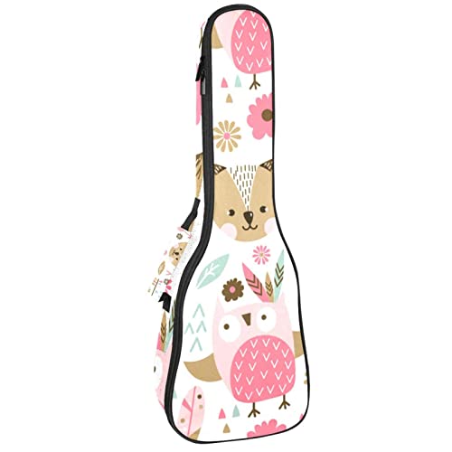 Ukulele Koffer Cartoon Eule Fuchs Ukulele Tasche 23 Zoll 10Mm Gepolsterte Für Sopran Tenor Konzert Ukulelen