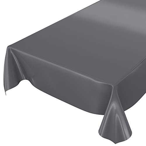 ANRO Wachstuchtischdecke Wachstuch abwaschbare Tischdecke Uni Glanz Einfarbig Anthrazit 240x140cm eingefasst