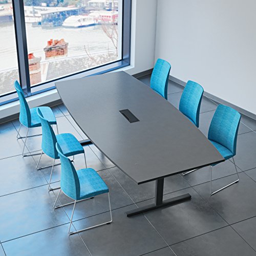 Weber Büro EASY Konferenztisch Bootsform 240x120 cm Anthrazit mit Elektrifizierung Besprechungstisch Tisch, Gestellfarbe:Anthrazit