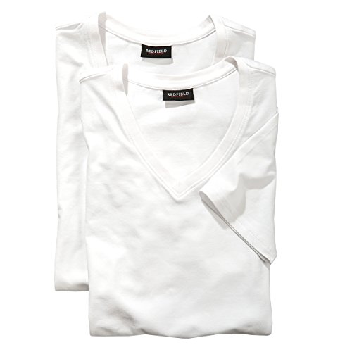 Redfield Weißes Doppelpack T-Shirt V-Ausschnitt XXL, XL Größe:5XL