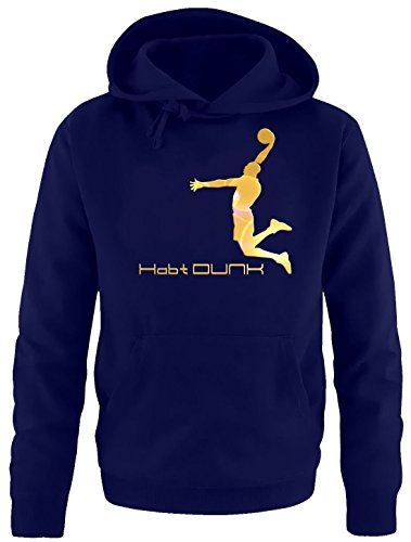 Coole-Fun-T-Shirts Habt Dunk Basketball Slam Dunkin Kinder Sweatshirt mit Kapuze Hoodie Navy-Gold, Gr.152cm