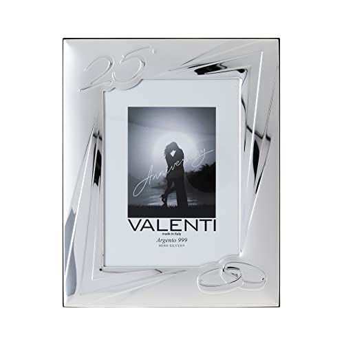 Valenti&Co - Silber Bilderrahmen 13x18 cm Silberhochzeit - 25 Jahre Ehe oder für das fünfundzwanzigste von Eltern oder Mama und Papa.