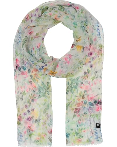FRAAS Stola mit zartem Blumen-Print - 50 x 180 cm - leichter Schal für Frühling und Sommer - Sustainability Edition Pure White