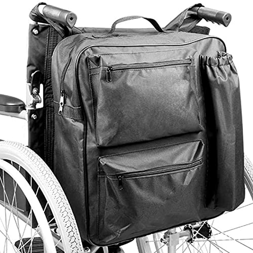 NACHEN Rollstuhltasche Hinten, Wasserdicht Oxford Rollstuhl Tasche Groß Schwarz Rollstuhl Rucksack Aufbewahrungstasche für Rollstuhl Griffe